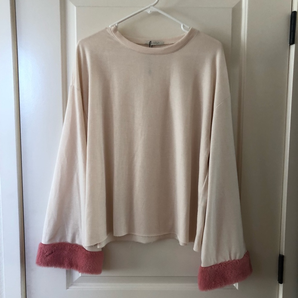 Zara Pink Cuff Sweater Size Large